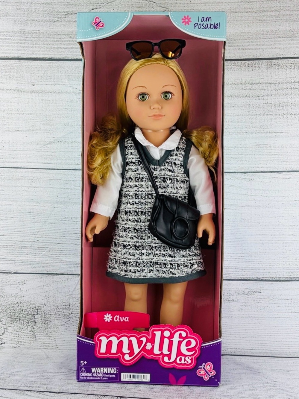 My Life As Ava Posable 18" Doll W/ Blonde Hair Hazel Eyes Gray Outfit - NEW
